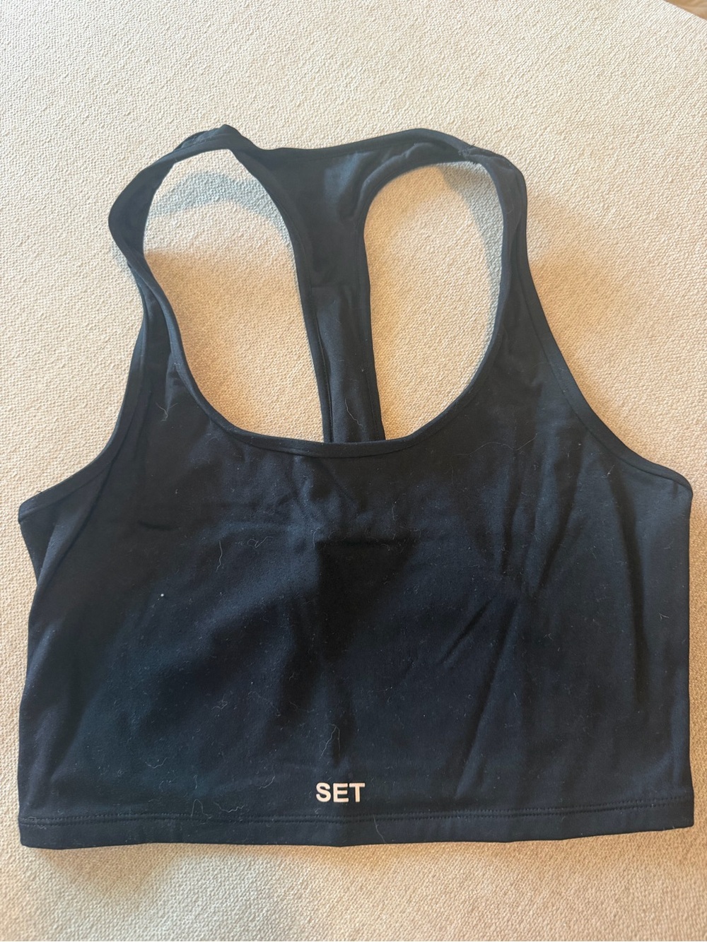 SET Active Black Racerback Crop with Center Logo